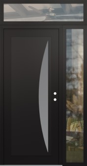 Diamond C13 52" x 96" black/white frosted Glass Panel black LHI with Sidelite and Transom clear Glass