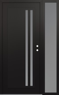 Diamond C6 48" x 80" black/white frosted Glass Panel black LHI with Sidelite frosted Glass