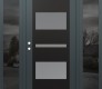 Modern Steel Front Door Diamond C10 64" x 80" anthracite/anthracite frosted Glass Panel black RHI with 2 Sidelites mirrored Glass