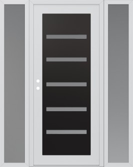 Diamond C7 60" x 80" white/white frosted Glass Panel black RHI with 2 Sidelites frosted Glass