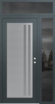 Diamond C6 50" x 96" anthracite/anthracite frosted Glass Panel stainless steel LHI with Sidelite and Transom mirrored Glass