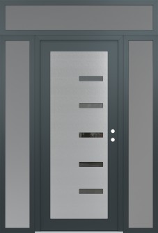 Diamond C8 60" x 96" anthracite/anthracite mirrored Glass Panel stainless steel LHI with 2 Sidelites and Transom frosted Glass