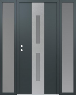 DIAMOND A6 64" X 80" ANTHRACITE/ANTHRACITE FROSTED GLASS PANEL STAINLESS STEEL RHI WITH 2 SIDELITES FROSTED GLASS