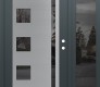 Modern Steel Front Door Diamond C3 48" x 80" anthracite/anthracite mirrored Glass Panel stainless steel LHI with Sidelite mirrored Glass
