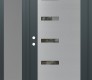 Modern Steel Front Door Diamond C8 52" x 80" anthracite/anthracite clear Glass Panel stainless steel RHI with Sidelite frosted Glass