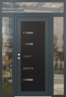 Diamond C8 68" x 96" anthracite/anthracite clear Glass Panel black RHI with 2 Sidelites and Transom clear Glass