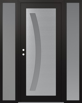 Diamond C4 64" x 80" black/white frosted Glass Panel stainless steel RHI with 2 Sidelites frosted Glass