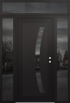 Diamond C4 60" x 96" black/black mirrored Glass Panel black LHI with 2 Sidelites and Transom mirrored Glass