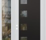 Modern Steel Front Door Diamond C5 48" x 96" white/white clear Glass Panel black RHI with Sidelite and Transom clear Glass