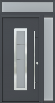 MODERN FRONT STEEL DOOR ARGOS ANTRACIT/WHITE 49 1/4" X 95 11/16" LHI + SIDELITE RIGHT/TRANSOM
