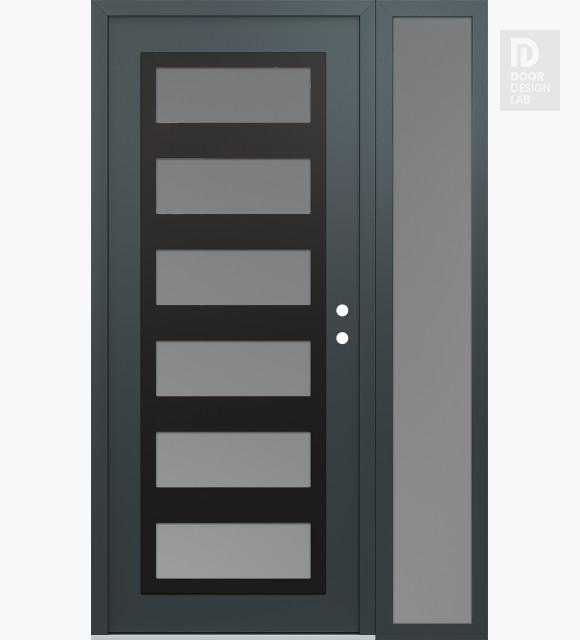 Modern Steel Front Door Diamond C9 50" x 80" anthracite/anthracite frosted Glass Panel black LHI with Sidelite frosted Glass