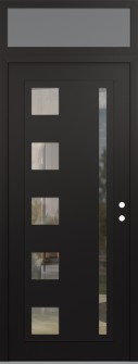 Diamond C3 36" x 96" black/black clear Glass Panel black LHI with Transom frosted Glass