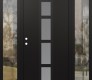 Modern Steel Front Door DIAMOND A10 68" X 80" BLACK/WHITE FROSTED GLASS PANEL BLACK RHI WITH 2 SIDELITES CLEAR GLASS