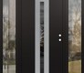 Modern Steel Front Door DIAMOND A2 64" X 80" BLACK/BLACK MIRRORED GLASS PANEL STAINLESS STEEL LHI WITH 2 SIDELITES CLEAR GLASS