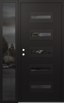 Diamond D4 50" x 80" black/black Mirrored Glass Panel black RHI with Sidelite Mirrored Glass
