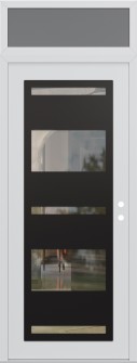 Diamond C10 36" x 96" white/white clear Glass Panel black LHI with Transom frosted Glass