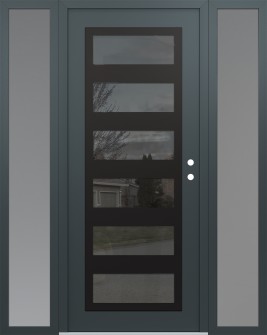 Diamond C9 60" x 80" anthracite/anthracite mirrored Glass Panel black LHI with 2 Sidelites frosted Glass