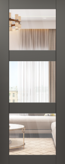 DOOR SLAB AVON 3 LITE CLEAR VETRO GRAY MATTE 36" X 84" X 1 3/4" TEMPERED CLEAR GLASS