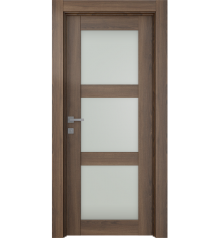 Avon 3 Lite Vetro Pecan Nutwood Single Doors