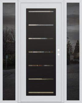 Diamond C11 64" x 80" white/white clear Glass Panel black LHI with 2 Sidelites mirrored Glass