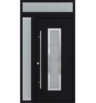 MODERN FRONT STEEL DOOR ARGOS BLACK/WHITE 49 1/4" X 95 11/16" RHI + SIDELITE LEFT/TRANSOM