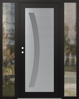 Diamond C4 68" x 80" black/white frosted Glass Panel stainless steel RHI with 2 Sidelites clear Glass