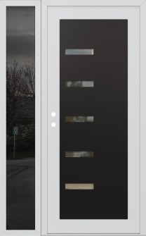 Diamond C8 48" x 80" white/white clear Glass Panel black RHI with Sidelite mirrored Glass