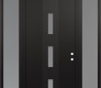 Modern Steel Front Door DIAMOND A7 68" X 96" BLACK/WHITE FROSTED GLASS PANEL BLACK LHI WITH 2 SIDELITES AND TRANSOM FROSTED GLASS