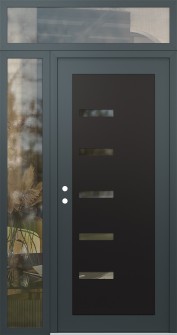 Diamond C8 50" x 96" anthracite/anthracite clear Glass Panel black RHI with Sidelite and Transom clear Glass
