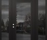 Modern Steel Front Door Diamond C1 60" x 96" black/black mirrored Glass Panel black RHI with 2 Sidelites and Transom mirrored Glass