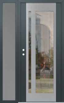 Diamond C15 52" x 80" anthracite/anthracite clear Glass Panel stainless steel RHI with Sidelite frosted Glass