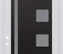 Modern Steel Front Door Diamond C3 36" x 96" white/white frosted Glass Panel black RHI with Transom frosted Glass