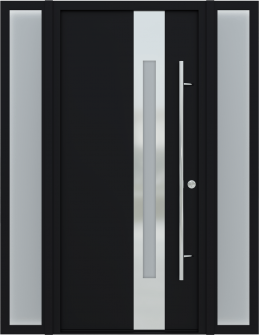 MODERN FRONT STEEL DOOR WITH 2 SIDELITES ZEPHYR BLACK/WHITE 61 1/16" X 81 11/16" LHI