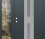 Modern Steel Front Door DIAMOND A6 52" X 80" ANTHRACITE/ANTHRACITE FROSTED GLASS PANEL STAINLESS STEEL RHI WITH SIDELITE CLEAR GLASS