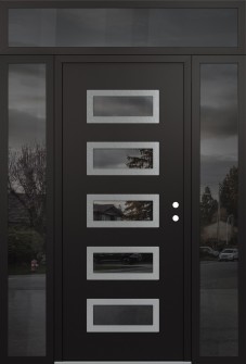Diamond D1 60" x 96" black/black mirrored Glass Panel stainless steel LHI with 2 Sidelites and Transom mirrored Glass