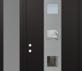 DIAMOND A12 52" X 96" BLACK/BLACK CLEAR GLASS PANEL STAINLESS STEEL LHI WITH SIDELITE AND TRANSOM FROSTED GLASS
