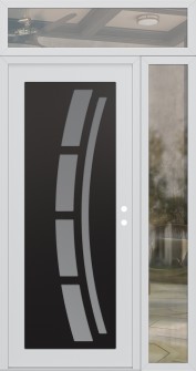 Diamond C12 52" x 96" white/white frosted Glass Panel black LHI with Sidelite and Transom clear Glass