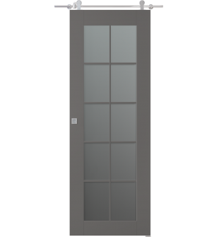 Avon 10 Lite Vetro Gray Matte Barn doors