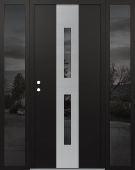 DIAMOND A6 68" X 80" BLACK/BLACK MIRRORED GLASS PANEL STAINLESS STEEL RHI WITH 2 SIDELITES MIRRORED GLASS