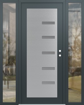 Diamond C8 64" x 80" anthracite/anthracite frosted Glass Panel stainless steel LHI with 2 Sidelites clear Glass