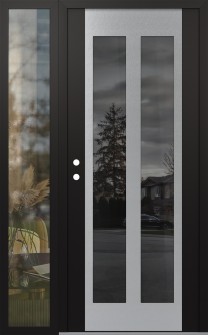 Diamond C14 48" x 80" black/black mirrored Glass Panel stainless steel RHI with Sidelite clear Glass