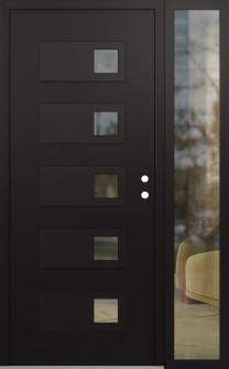 Diamond D2 48" x 80" black/black clear Glass Panel black LHI with Sidelite clear Glass