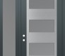 Modern Steel Front Door Diamond C2 52" x 96" anthracite/anthracite frosted Glass Panel stainless steel RHI with Sidelite and Transom frosted Glass