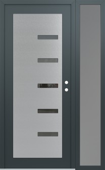 Diamond C8 52" x 80" anthracite/anthracite mirrored Glass Panel stainless steel LHI with Sidelite frosted Glass