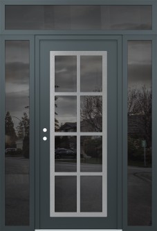 Diamond C16 68" x 96" anthracite/anthracite mirrored Glass Panel stainless steel RHI with 2 Sidelites and Transom mirrored Glass