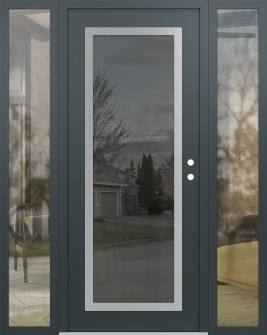 Diamond C1 60" x 80" anthracite/anthracite mirrored Glass Panel stainless steel LHI with 2 Sidelites clear Glass