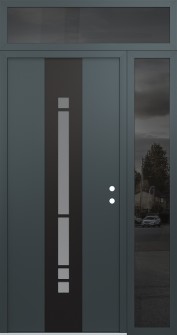 DIAMOND A3 52" X 96" ANTHRACITE/ANTHRACITE FROSTED GLASS PANEL BLACK LHI WITH SIDELITE AND TRANSOM MIRRORED GLASS