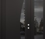 Modern Steel Front Door Diamond C13 48" x 96" black/black mirrored Glass Panel black LHI with Sidelite and Transom mirrored Glass