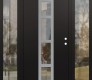 Modern Steel Front Door DIAMOND A10 64" X 80" BLACK/BLACK CLEAR GLASS PANEL STAINLESS STEEL LHI WITH 2 SIDELITES CLEAR GLASS