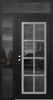 Diamond C16 52" x 96" black/black mirrored Glass Panel stainless steel RHI with Sidelite and Transom mirrored Glass